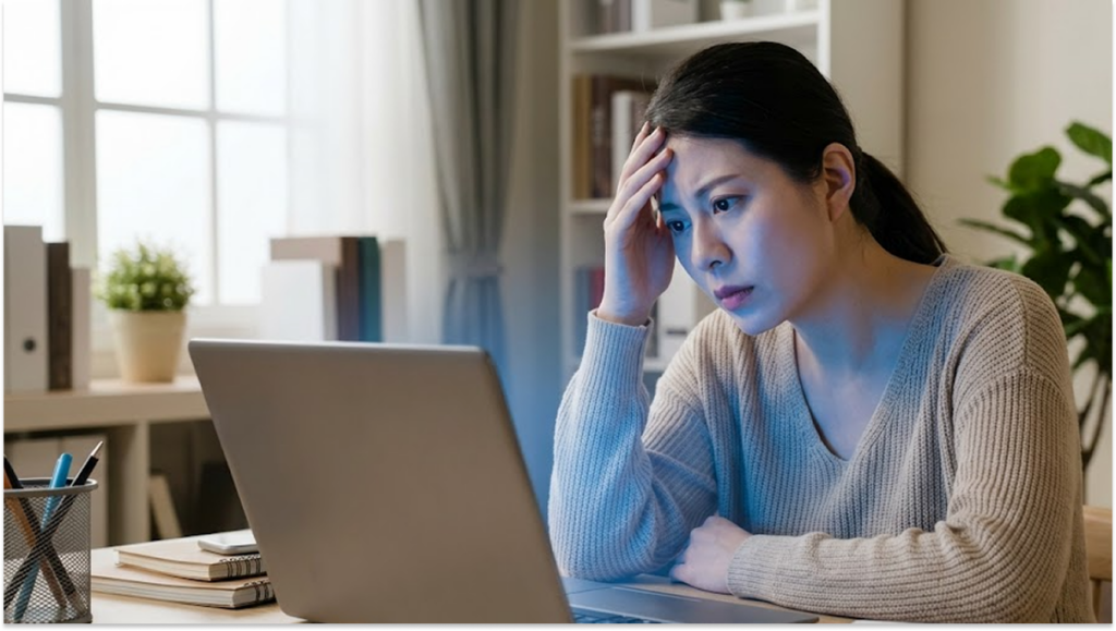 컴퓨터 앞에서 OneDrive 동기화 멈춤 해결 방법을 찾는 사람