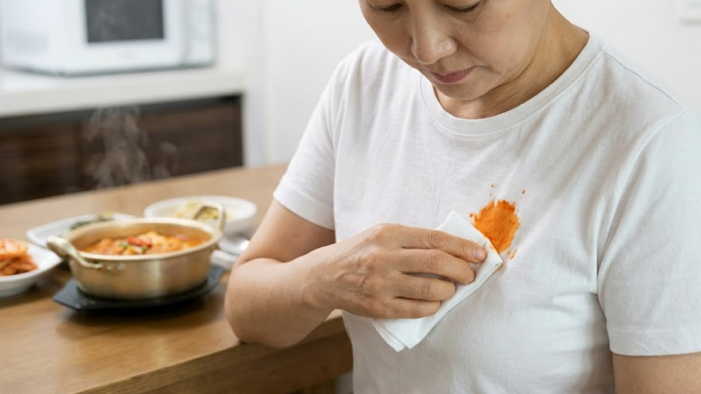 하얀 옷에 묻은 김치 국물 지우기