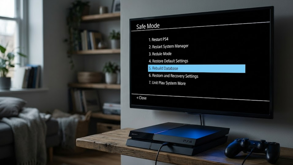 PS4 세이프 모드에서 데이터베이스 재구축 옵션
