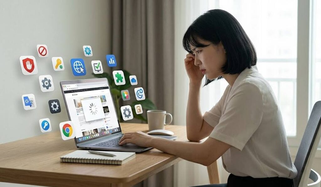 브라우저 확장프로그램 충돌 점검으로 문제 해결